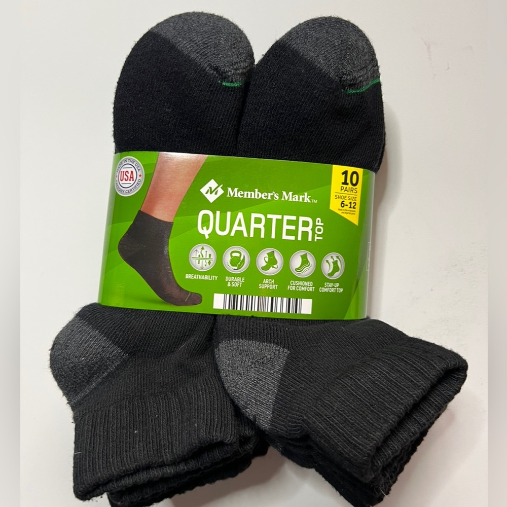 Member’s Mark BLACK QUARTER TOP SOCKS